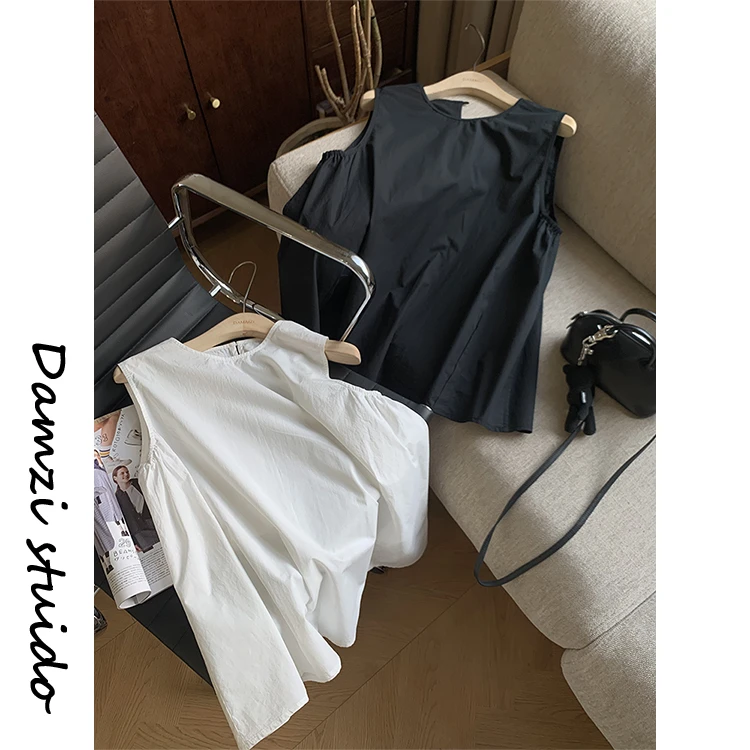 DA麦子“贝卡夏日”显瘦A版高庙无袖衬衫女 MZ5155贝卡