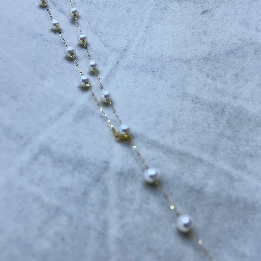 淡水珍珠18K金镶嵌颈饰