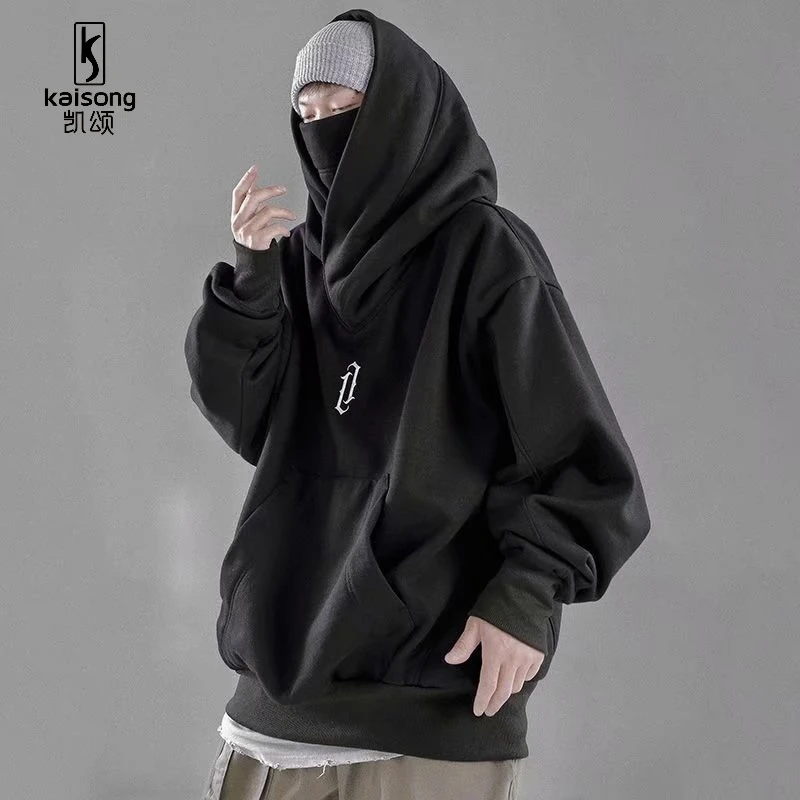 凯颂大码美式高街hiphop暗黑系社恐i人高领卫衣男女秋冬长袖衫