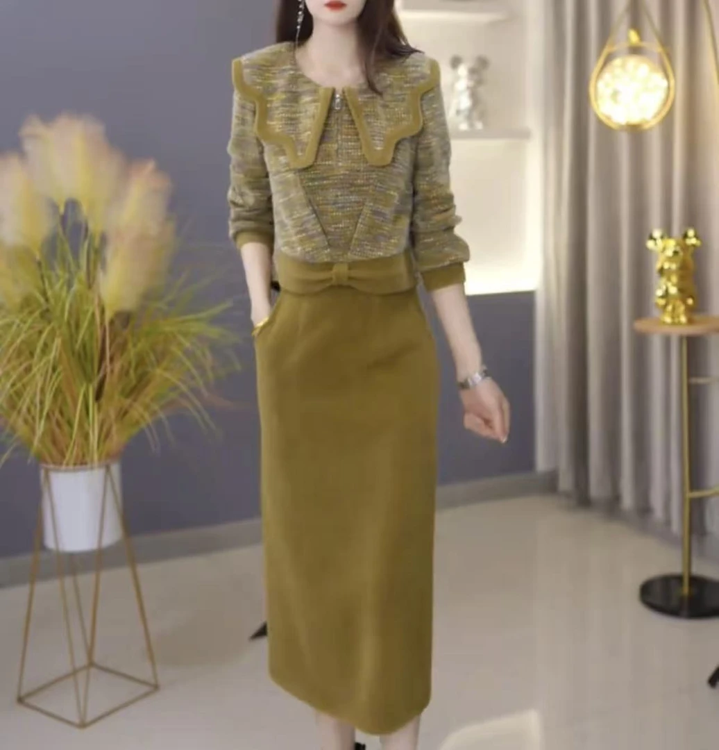 【套装定制】C925上衣配半身裙两件套优雅时尚减龄收腰显瘦冬季新款
