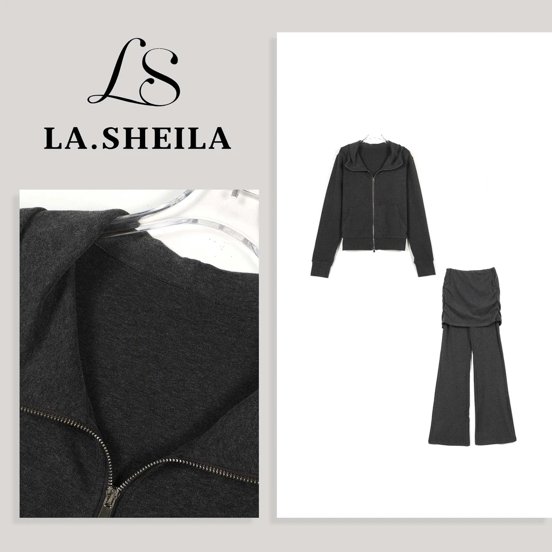 LA.Sheila “小蛮腰”连帽卫衣微喇裙裤套装253-TZ/0901-11685