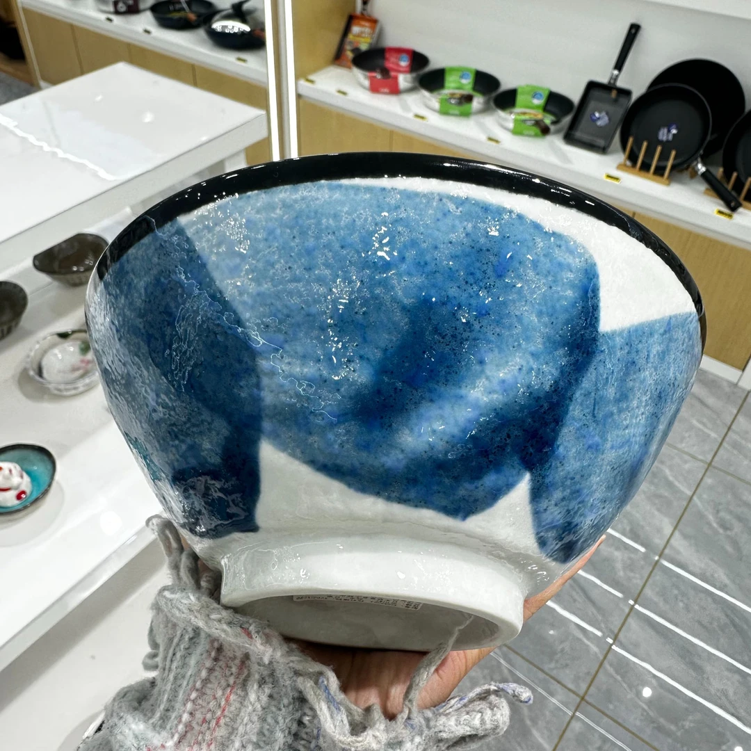 内山窑水彩青手捻6.3大碗家用陶瓷高颜值釉下彩 TZRC1228