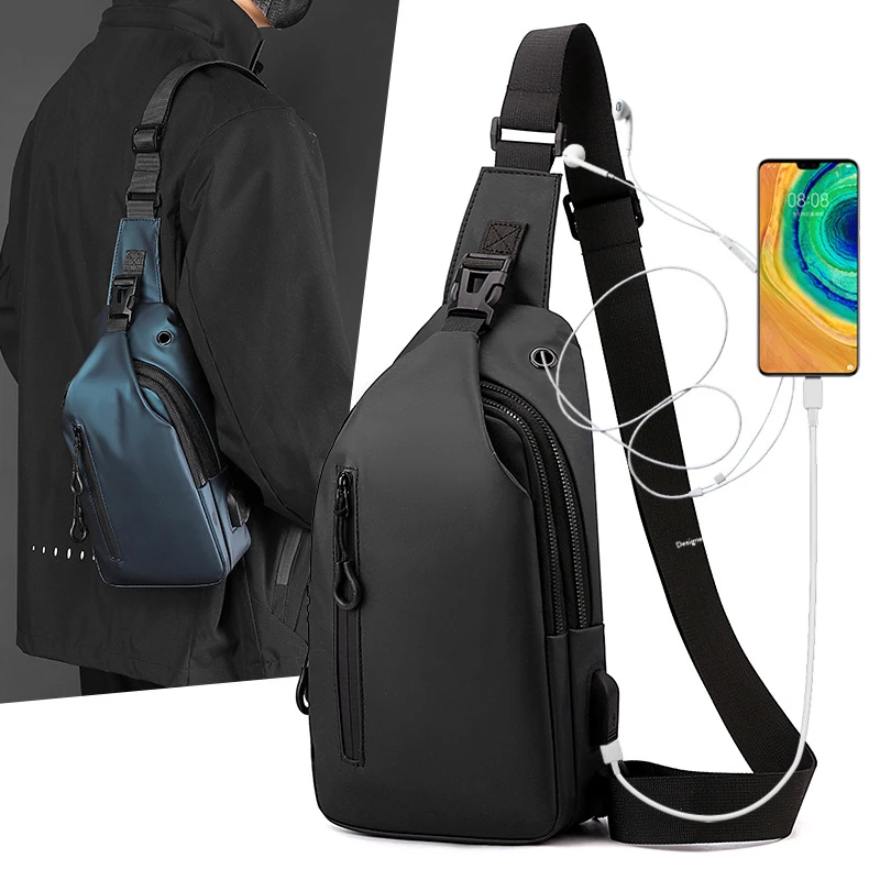 新款多功能男士包包休闲单肩斜挎包斜背包韩版潮流胸前包时尚肩包