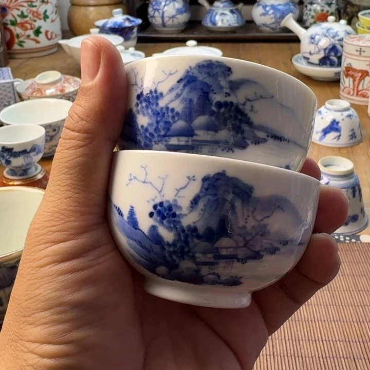 刘***铭青花瓷器杯子茶具