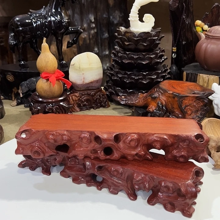 木两个红檀木根雕长方平板