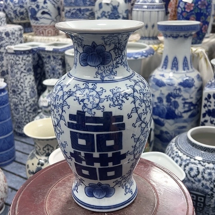 摆件青花瓷手工手绘高温釉下彩，花瓶