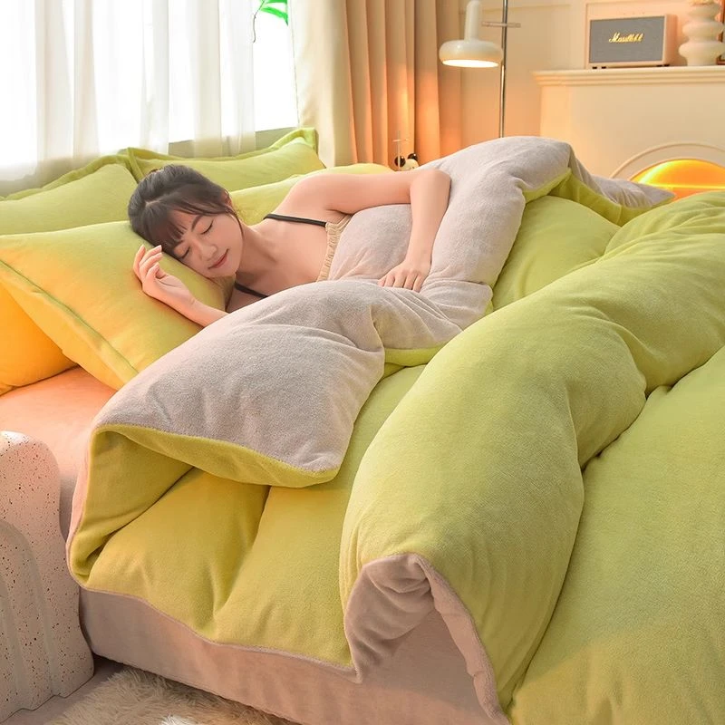 雅鹿优选【专柜同款】保暖牛奶绒纯色单件被套加厚法兰绒珊瑚绒单品