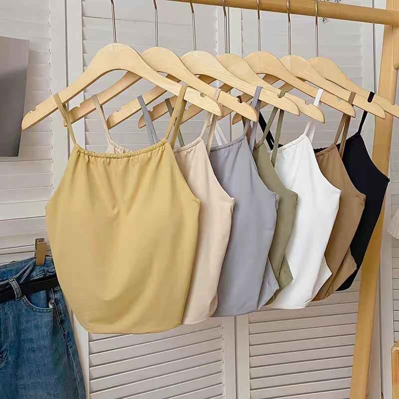 冰丝吊带小背心女内搭防走光带胸垫一体百搭美背内衣文胸夏季薄款