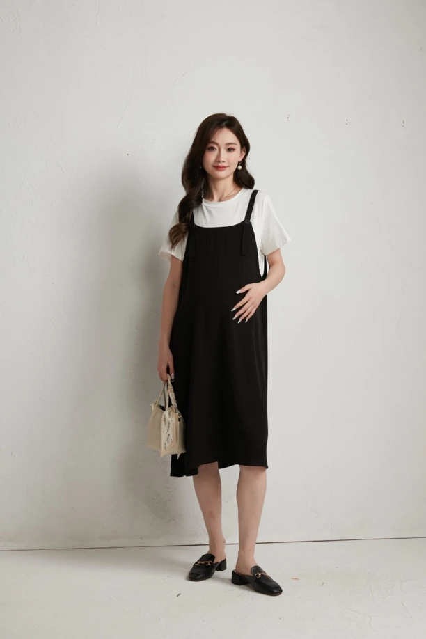 【实体店品质】孕妇装新款夏季假两件气质显瘦连衣裙