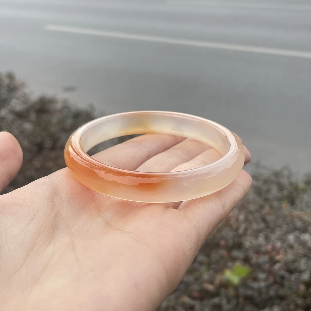 圈口60+正圈浅橘色锦鲤飘糖飘纹-玛瑙