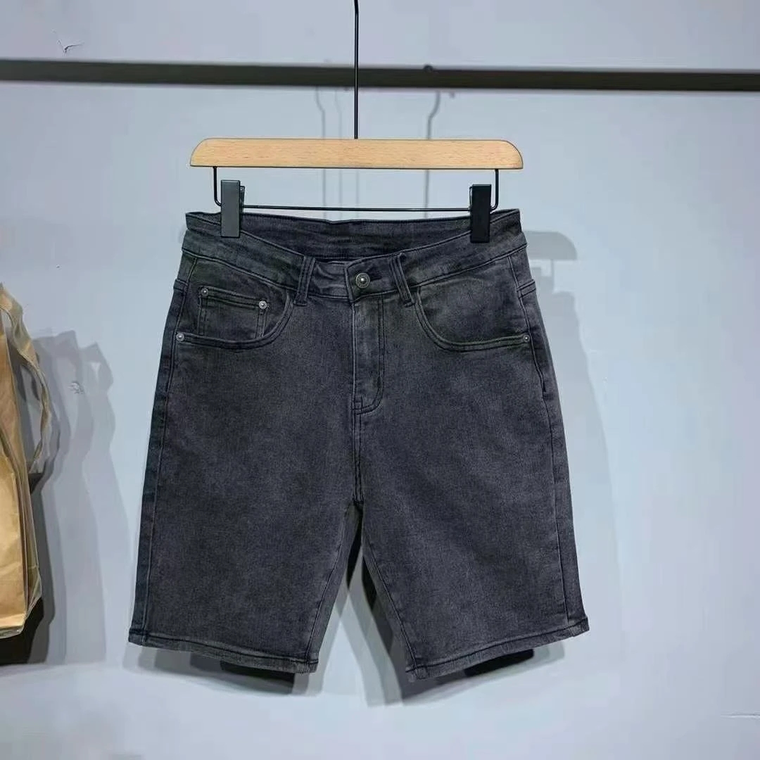 丽宝男装2025夏季尼纳灰高弹牛仔短裤（7230）