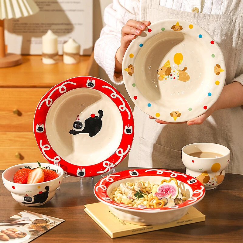 川岛屋可爱陶瓷餐盘菜盘家用2025新款高颜值早餐西餐盘一人食餐具