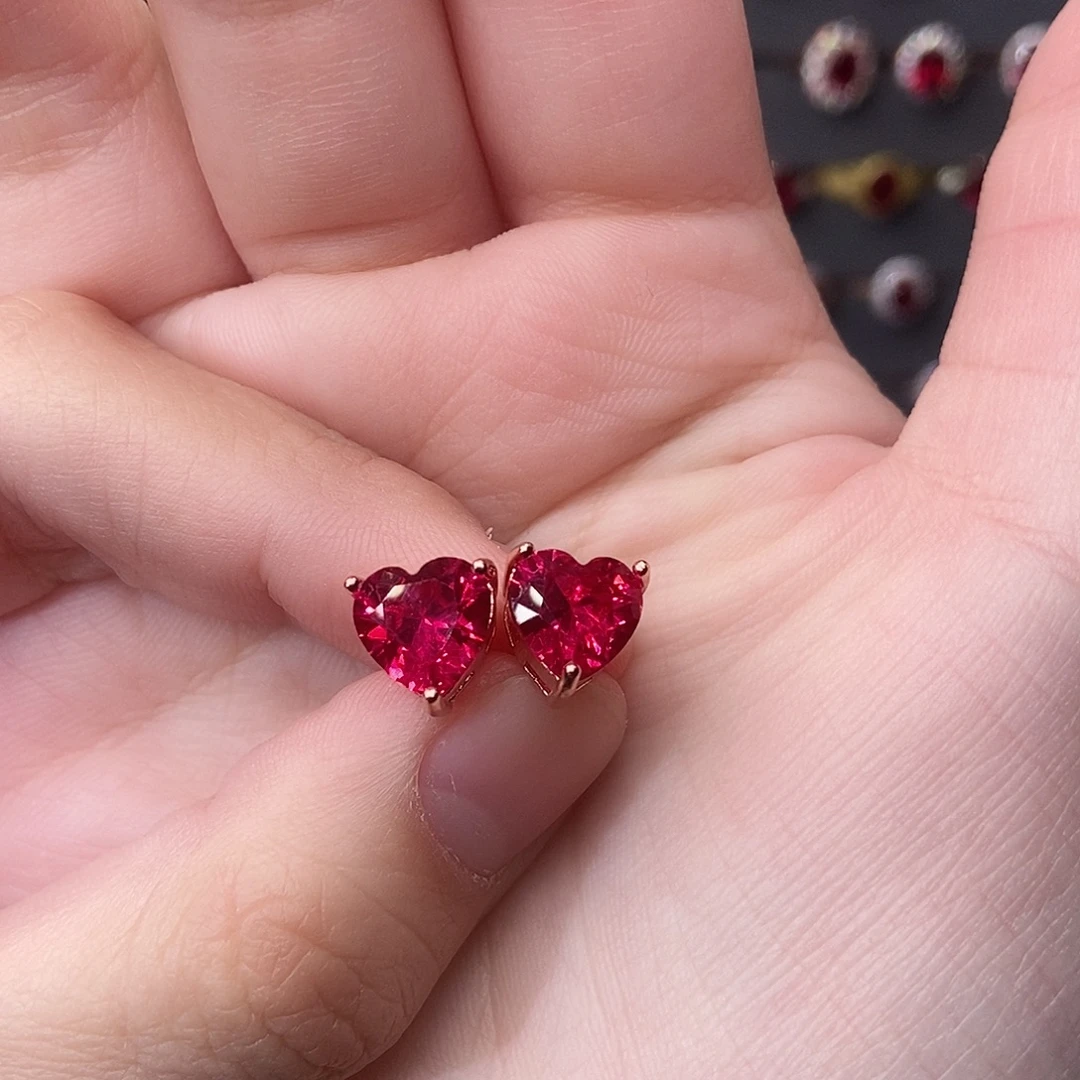 耳饰红宝石银S925镶嵌