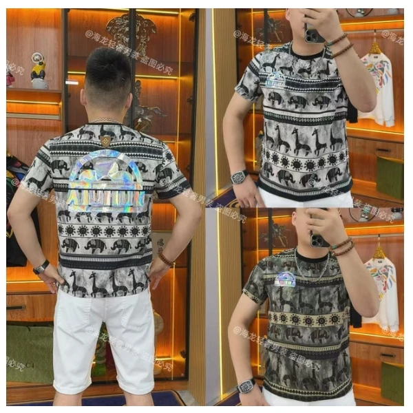 K313 晕染小象半袖 T恤欧品欧货网红潮流潮男品质潮品