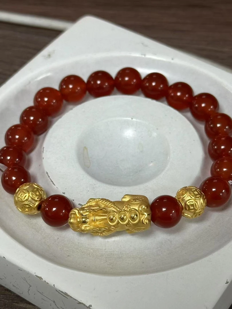 【足金999】卡8转运珠+黄金貔貅