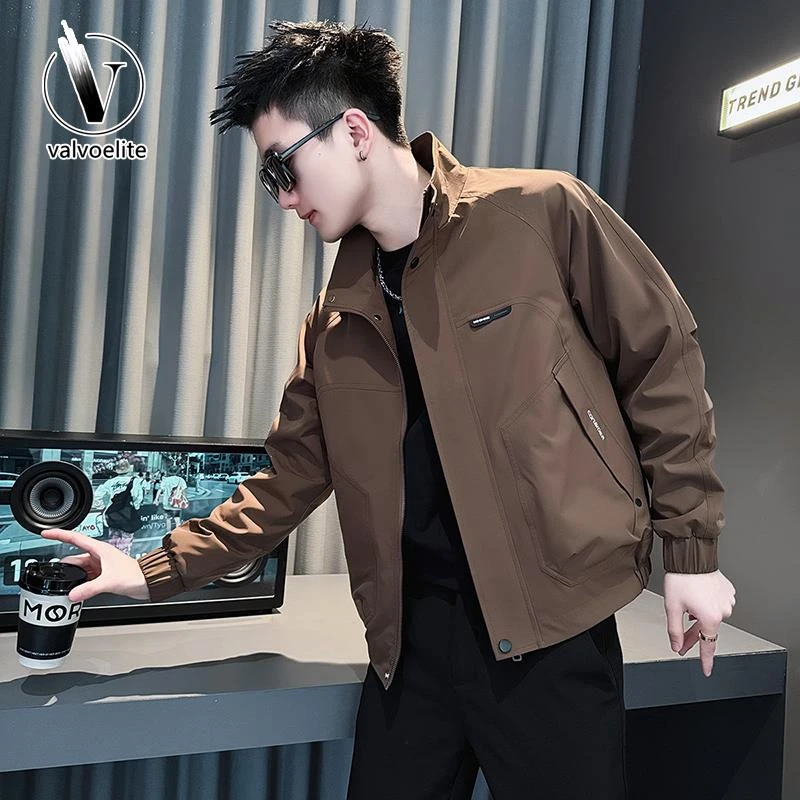 VALVOELITE潮牌工装外套男春秋痞帅立领夹克休闲新款百搭男装外衣