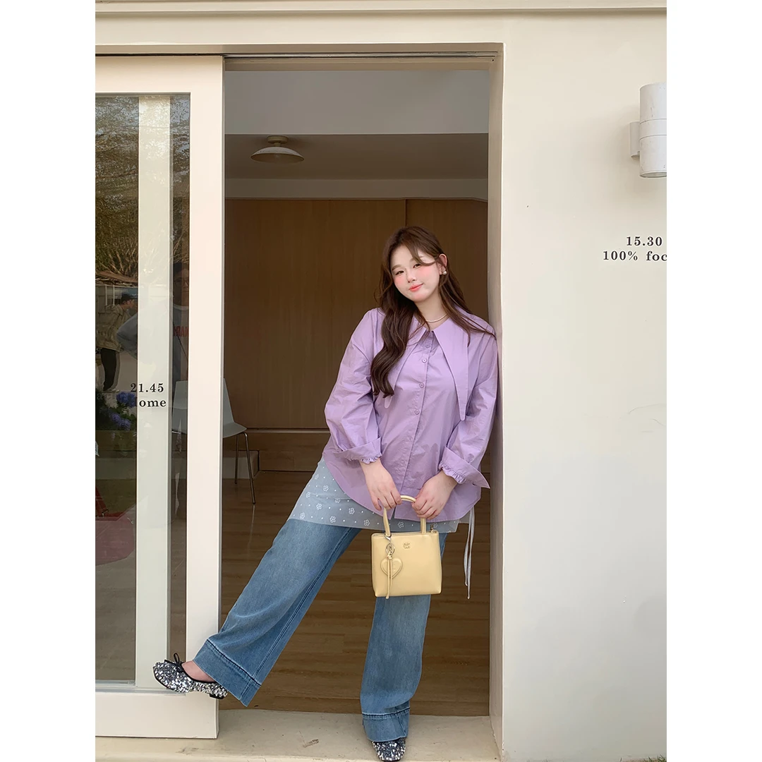 113徐达布【温柔似海】大码蓝色直筒牛仔裤女时尚弹力长裤H29449C51