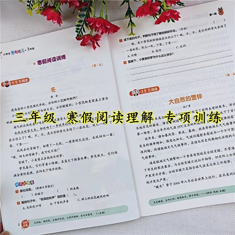 小学生寒假阅读理解专项训练人教版三年级语文阅读理解训练书全套