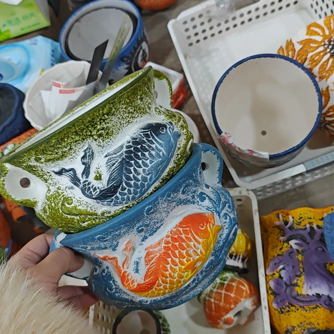 红陶吸水透气的白陶花盆凑满12发货