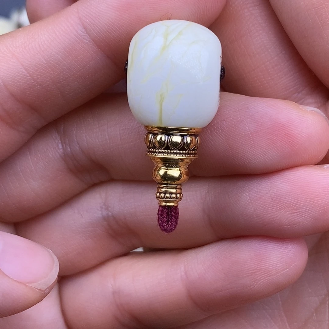 18K金镶嵌琥珀裸石Z*15mm 蜜蜡金塔三通