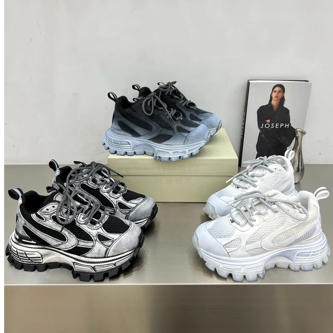 2025韩国春季新款老爹鞋女韩版时尚休闲工业做旧风厚底增高运动鞋