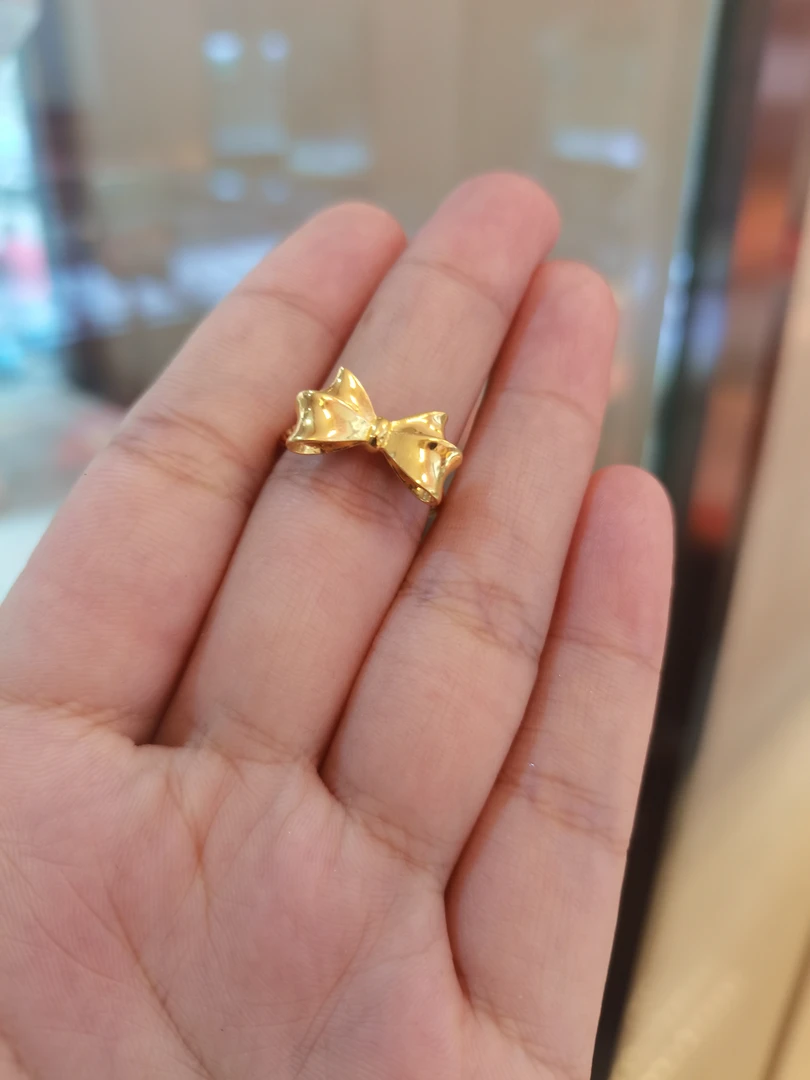 足金蝴蝶结戒指开口