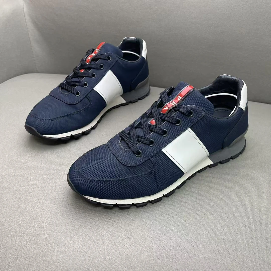 95新 Prada/普拉达 蓝白拼色网面红标logo时尚百搭运动鞋 42.5码