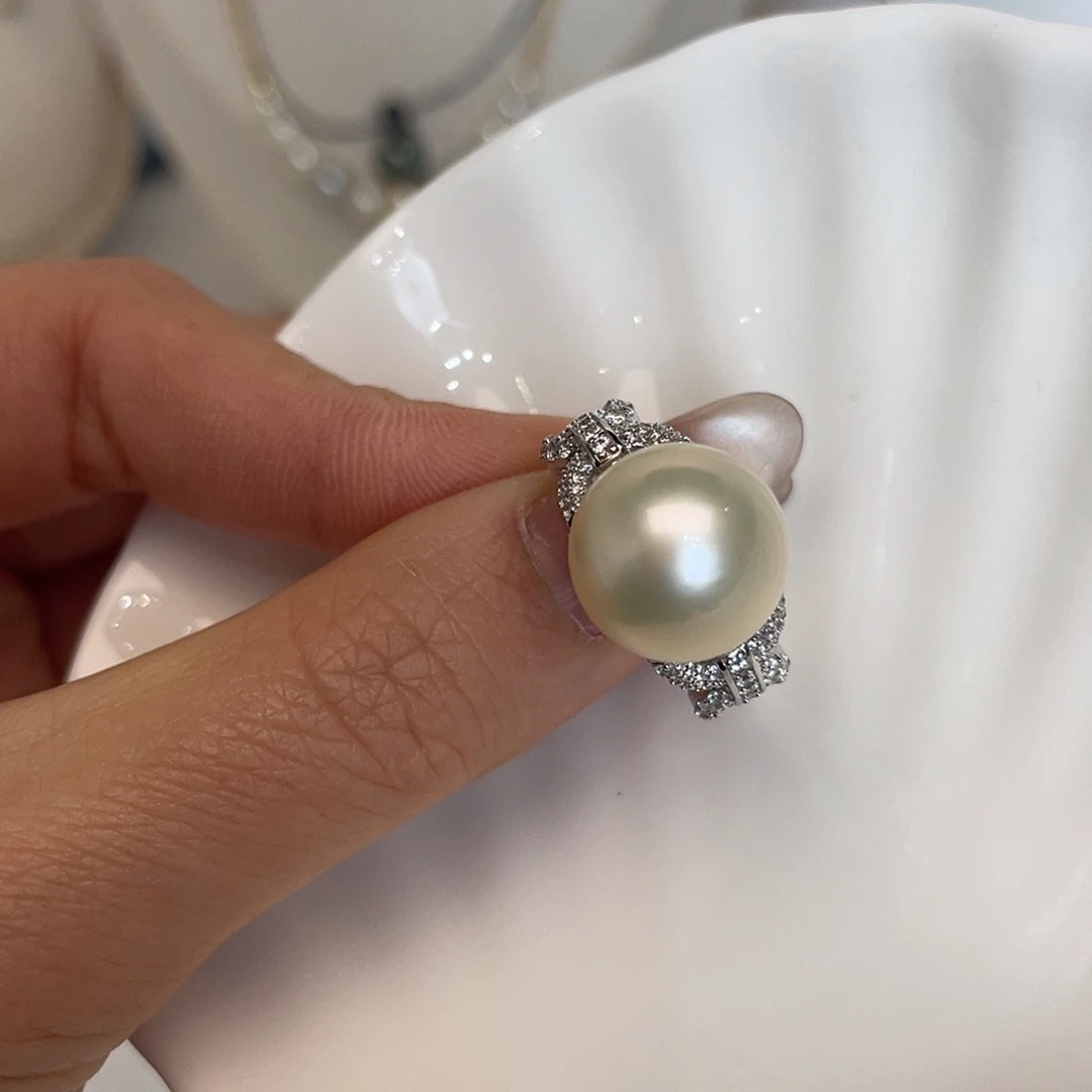 海水珍珠银S925镶嵌戒指