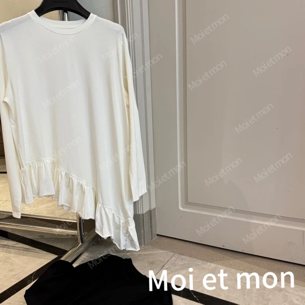【Moi et mon】春季新款时尚百搭斜边不规则打底上衣宽松休闲上衣