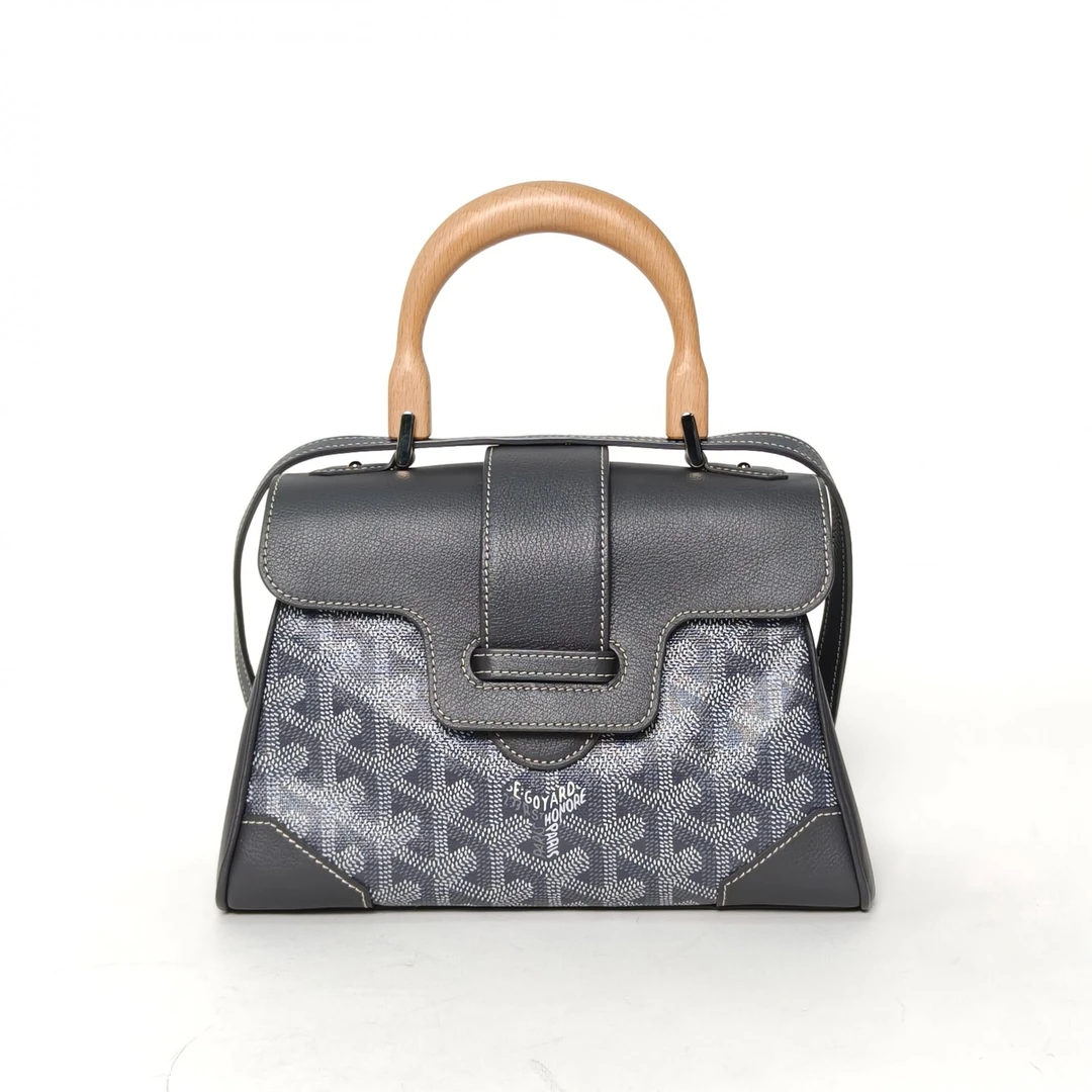 99新 Goyard 小花6欢 SAIGON 西贡 Mini 20 灰色 PVC