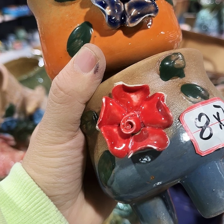 瓷片花盆多肉植物艺术品