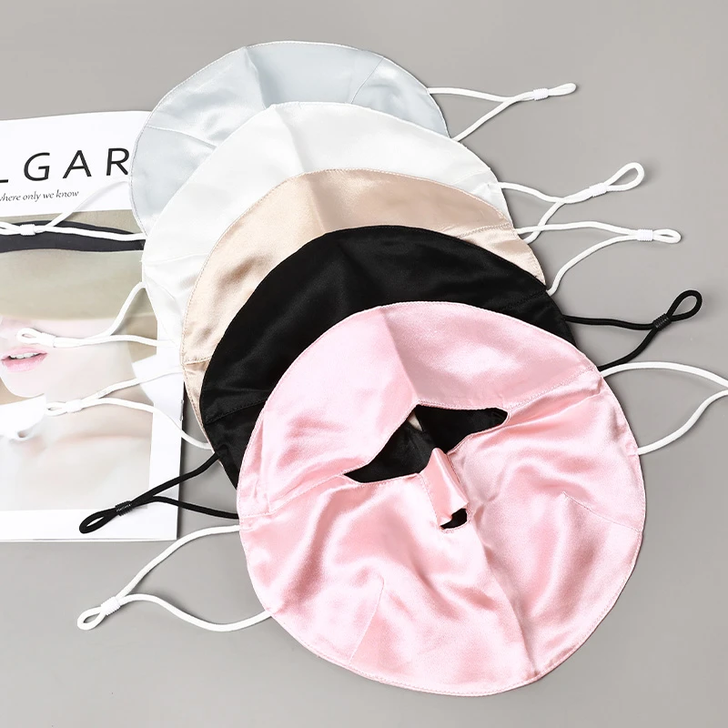 直播新品真丝透气可调不勒头舒适面罩女士桑蚕丝纯色面罩 F138