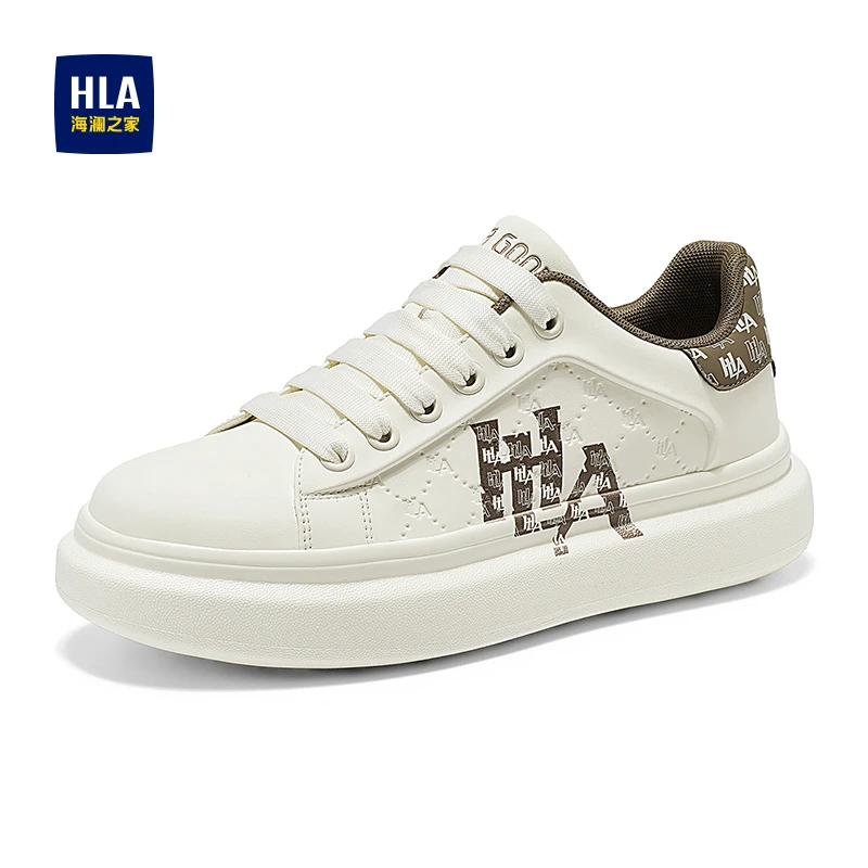HLA/海澜之家2025新款秋冬字母印花男鞋百搭舒适小白鞋男士休闲鞋