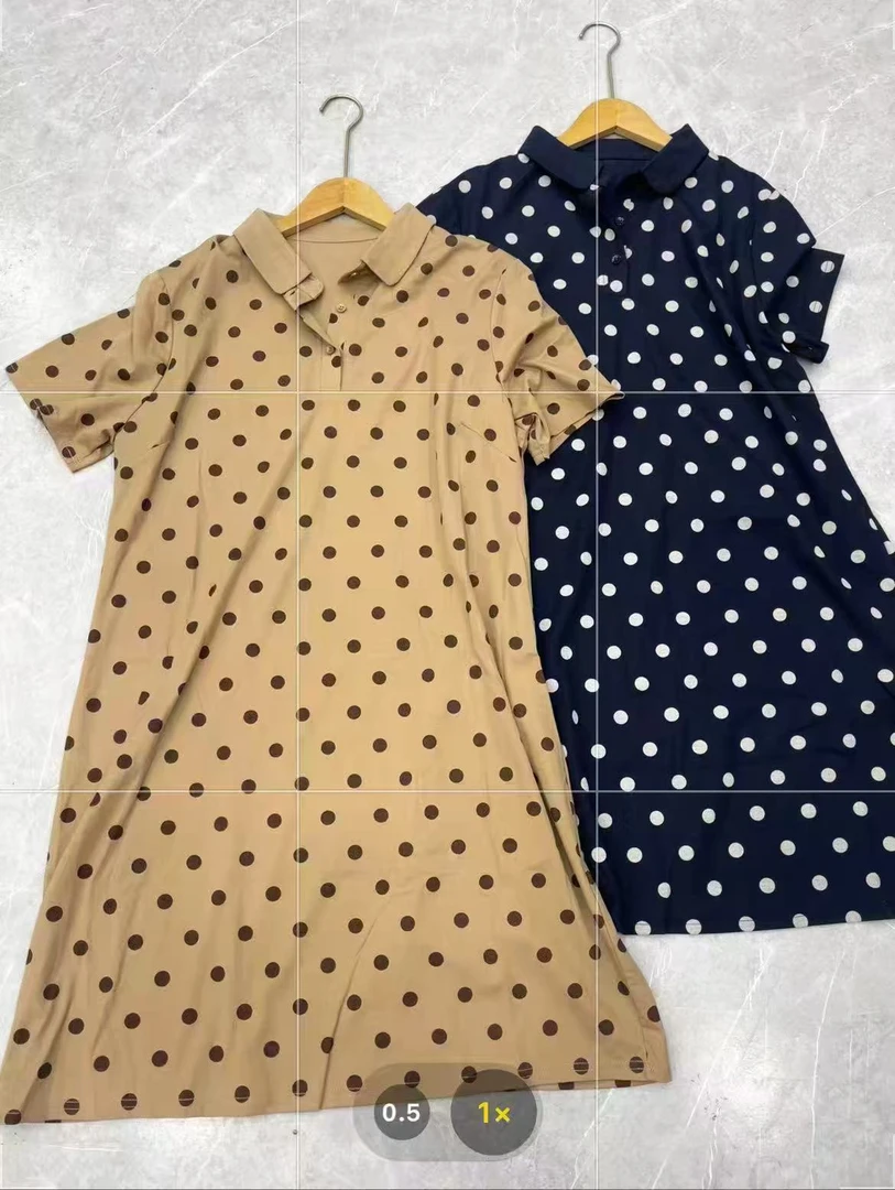 2025夏季新款翻领波点宽松连衣裙