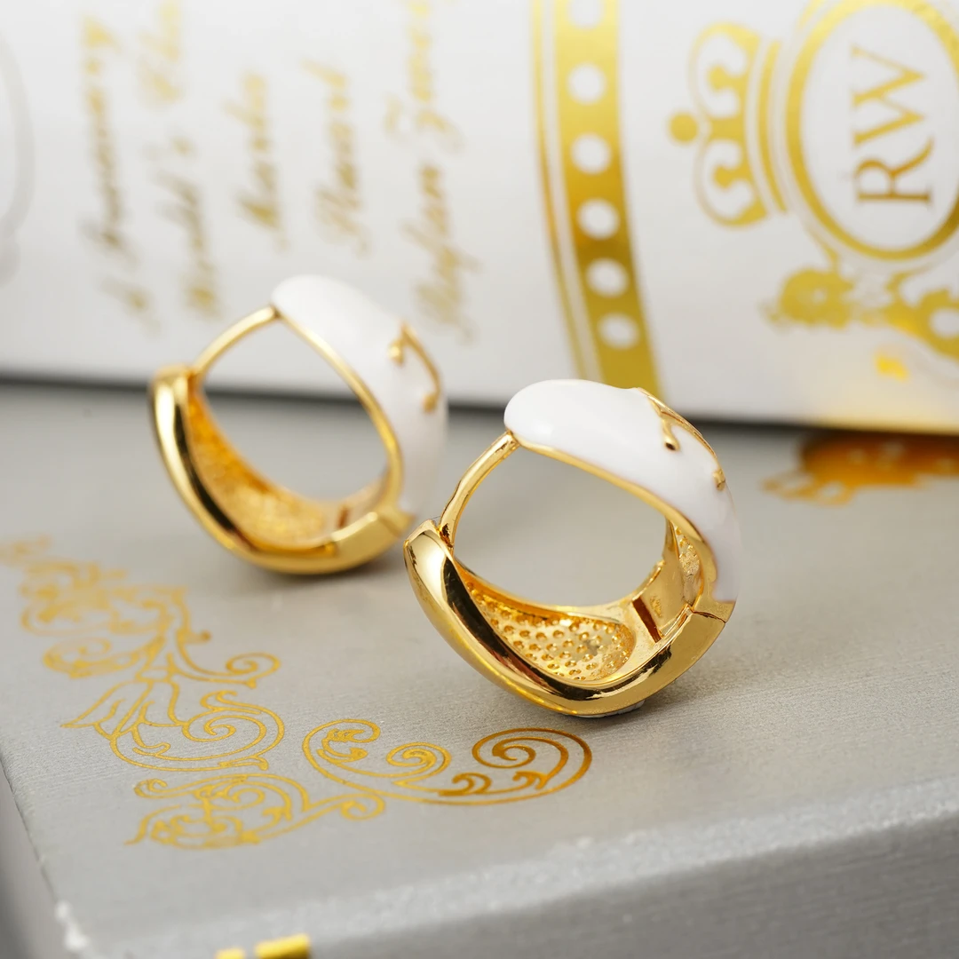 铜合金耳饰 【3690】LeLe 耳钉 精致白色简约气质轻奢时尚百搭