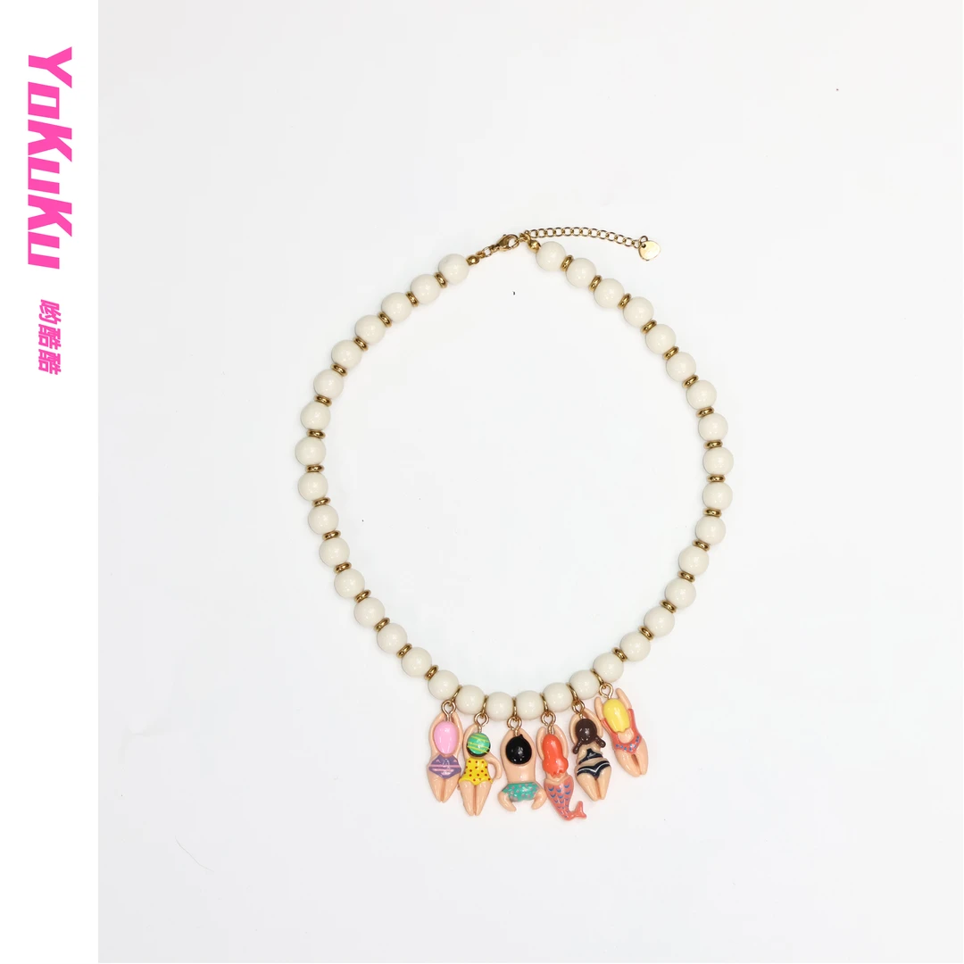 非金属亚克力项链 （泳装千代）小众卡通可爱亚克力串珠吊坠项链