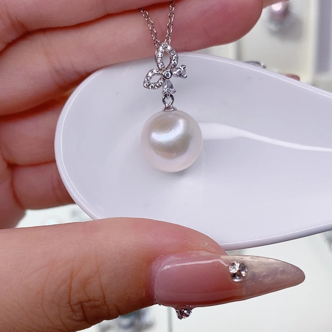 淡水珍珠银S925镶嵌吊坠(赠链)