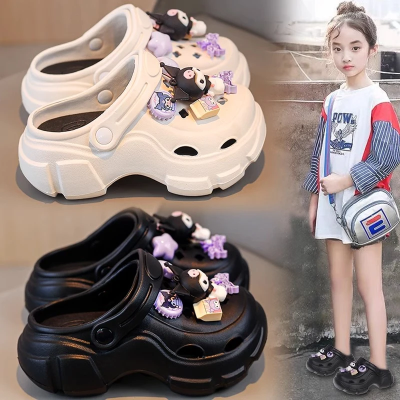 ABC库洛米女童拖鞋夏款外穿洞洞鞋2025新款儿童软底防滑女孩凉拖