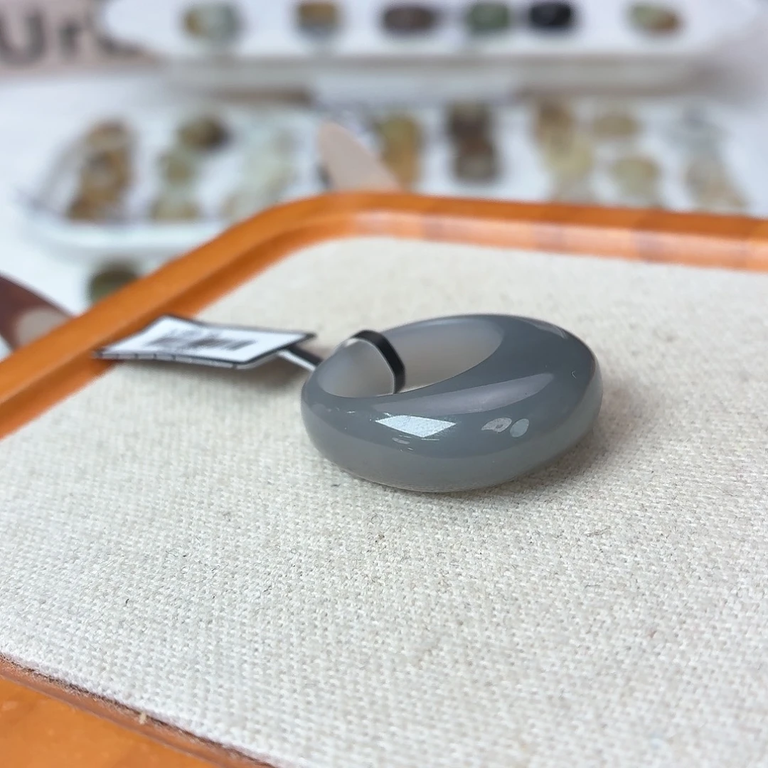 和田玉未镶嵌戒指c92烟紫馒头17.8不退换