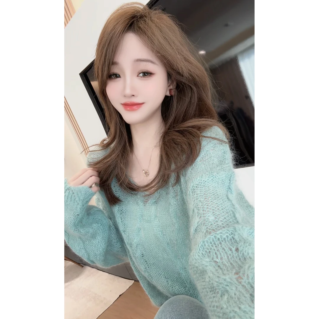 【CHEN】洋气显白减龄高比例马海毛毛衣慵懒长袖针织衫25021002