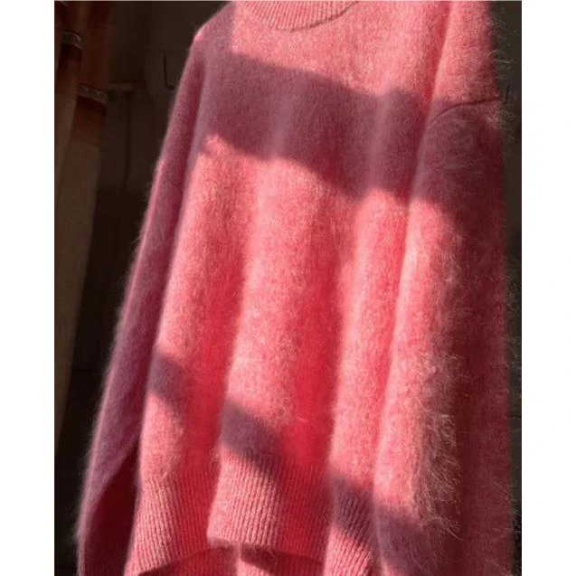 【100%纯羊绒】拉绒女士圆领气质洋气时尚长袖针织衫MC23001新