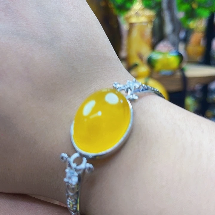 银S925镶嵌颈饰蜜蜡手镯