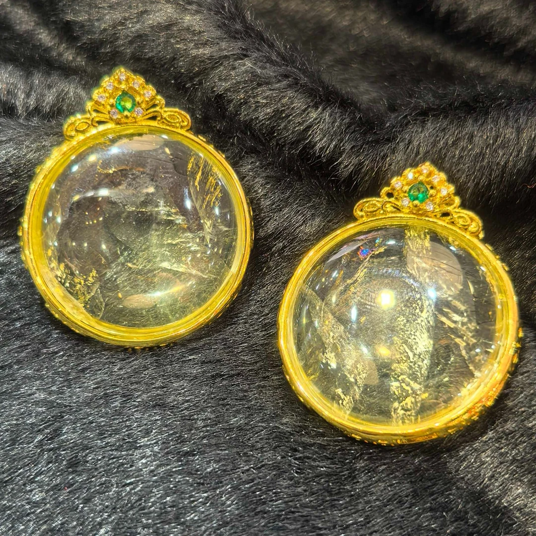 CT11235极光47黄龙帝晶圆牌水晶吊坠配麻花链-多样性发货只发一件