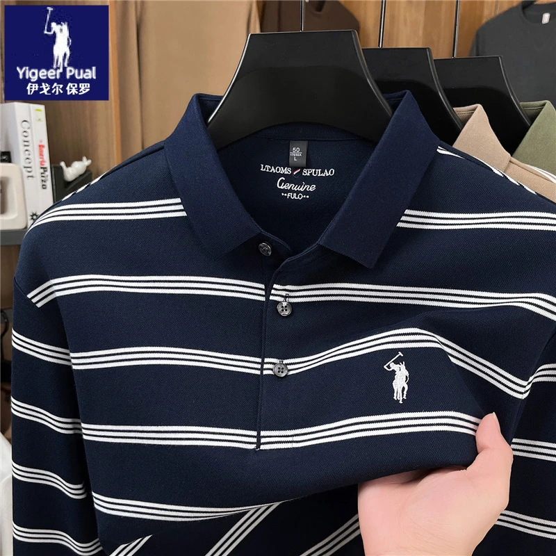 【奥莱撤柜】伊戈尔保罗秋季新款男士小马标长绒棉翻领polo衫长袖