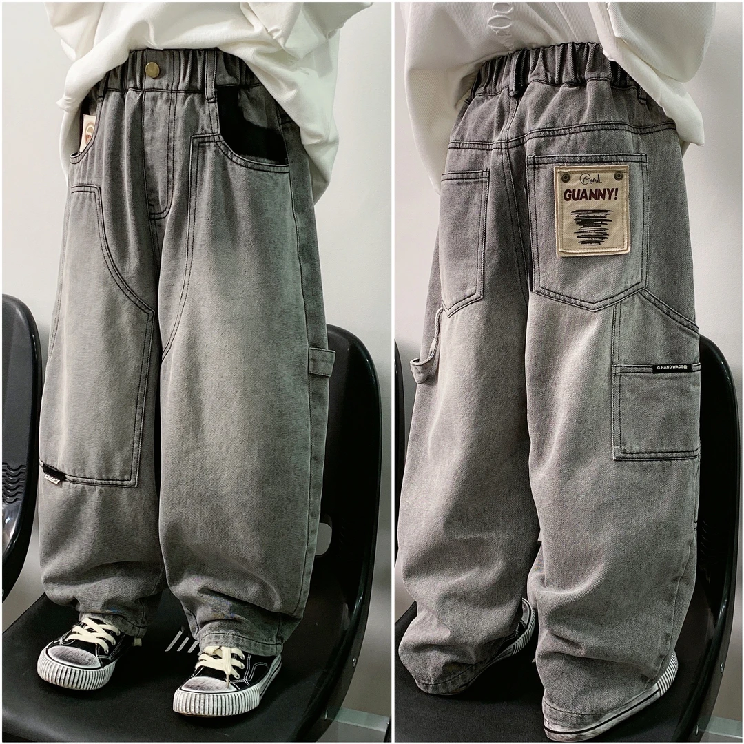 【嘟妈童装】男童春季百搭牛仔裤2025新款儿童潮流长裤子6977