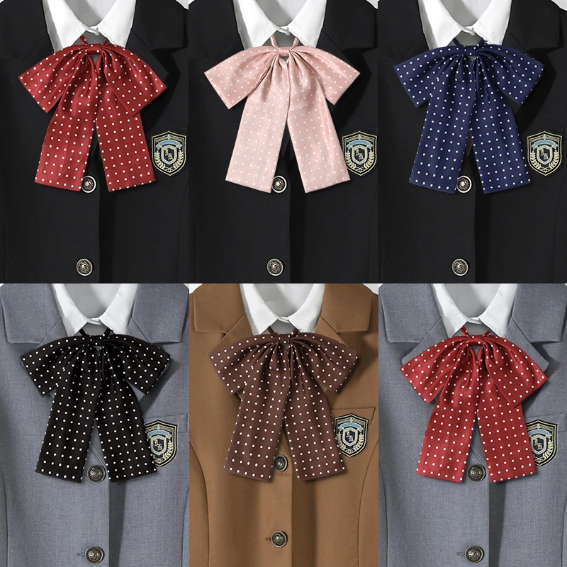 粉色波点领结jk日系学院风酒红色水手服领花衣服制服女配饰蝴蝶结