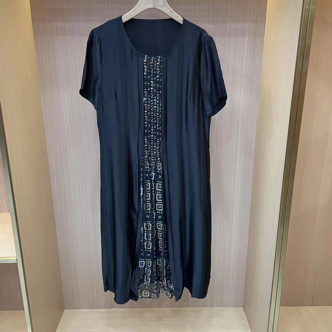 【LJWM】桑蚕丝短袖连衣裙 8111