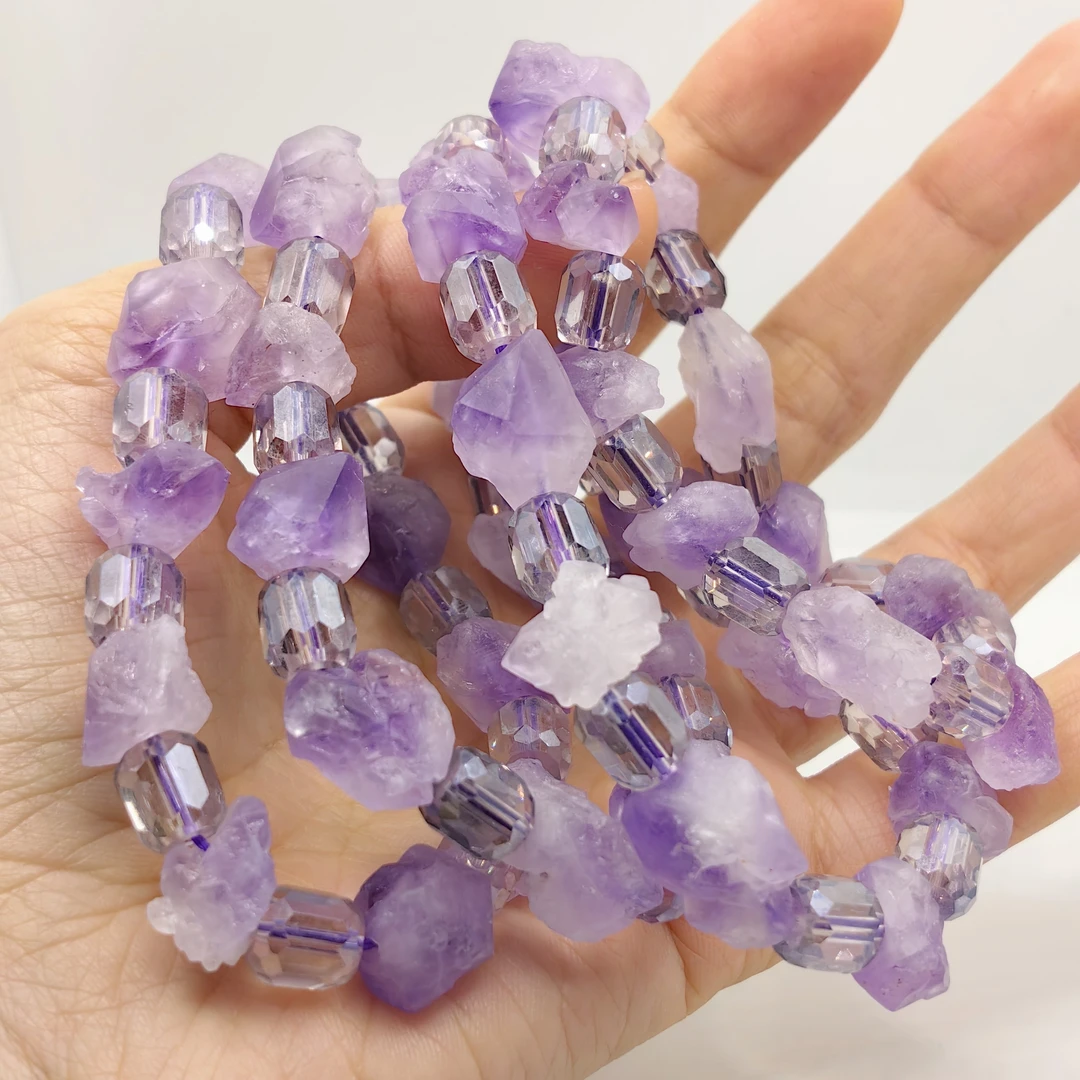 女士梦幻薰衣草紫水晶原石饰品手链