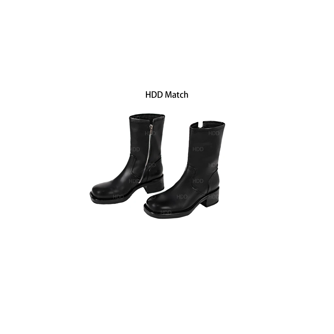 HDD Clothing"英伦风范"早春女款中高筒气质黑色英伦靴子Y6957