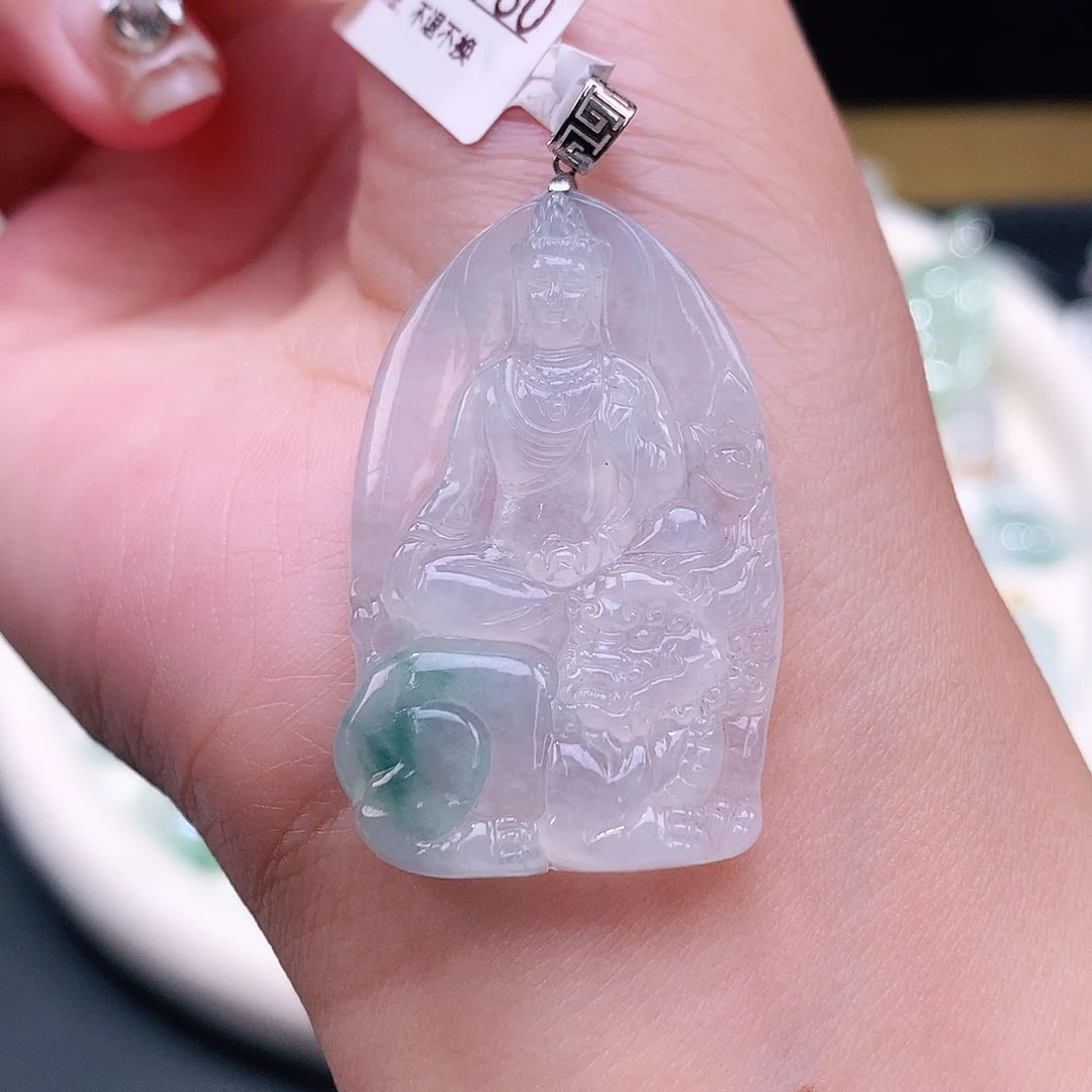 颈饰18K金镶嵌翡翠文殊